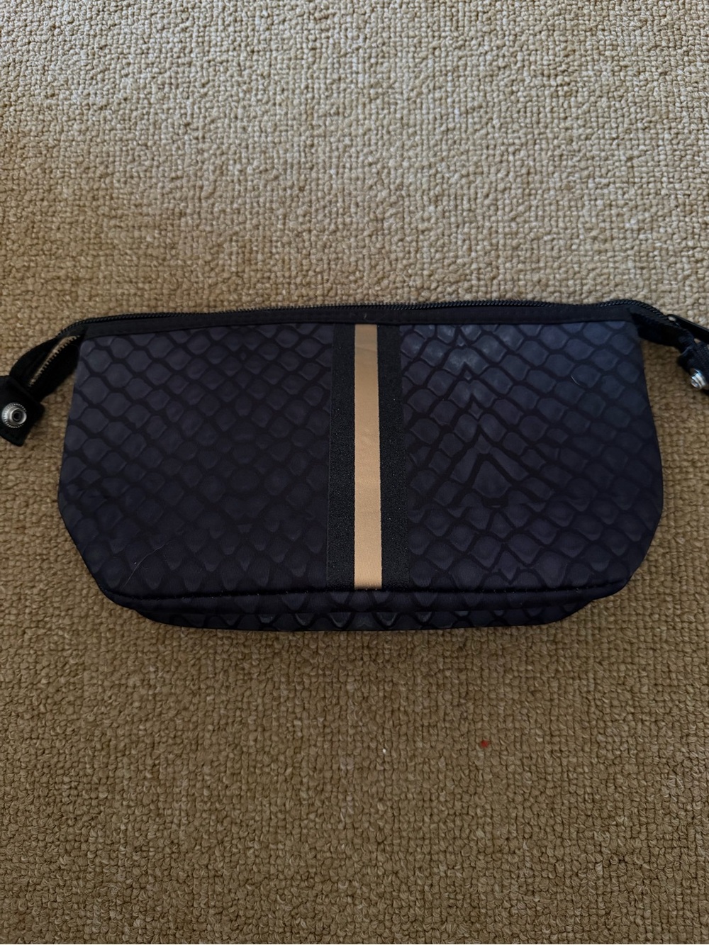 Cosmetic Pouch with Gold Stripe